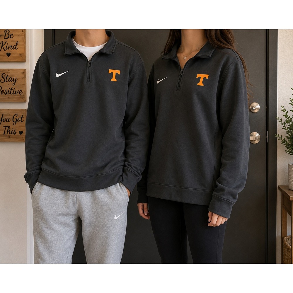 Nike Tennessee Volunteers Youth Quarter Zip Pullover Grey Orange T Logo Kids L